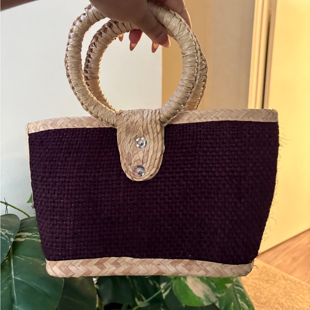 Elegant Purple and Tan Woven Tote